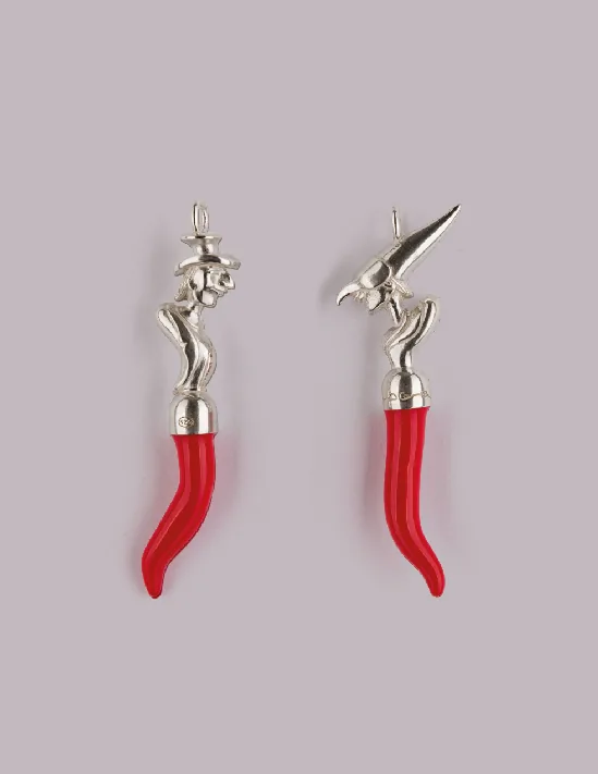 Pulcinella e Lo Scartellato in argento 925 e smalto